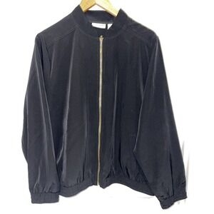 SUSAN‎ GRAVER Black Full Zip Lightweight Polyester Spring / Fall Jacket Size XL